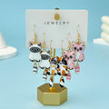 3 Pairs New Fun and Cute Enamel Alloy Hanging Tail Cat Dangle Earrings