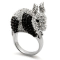 LO1731 Rhodium + Ruthenium Brass Ring with Top